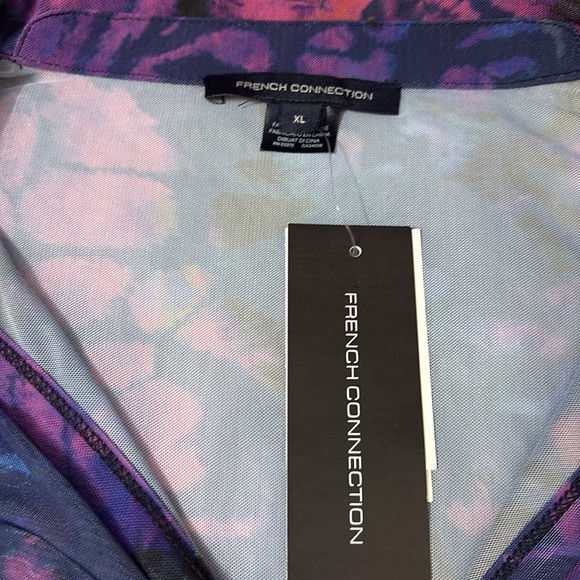 NWT French Connection Tie Dye Multi Color Mesh Button Down Shirt XL - Picture 4 of 10